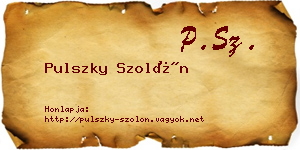 Pulszky Szolón névjegykártya